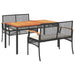 Set mobilier de grădină cu perne, 3 piese, negru, poliratan - WALTI WALTI