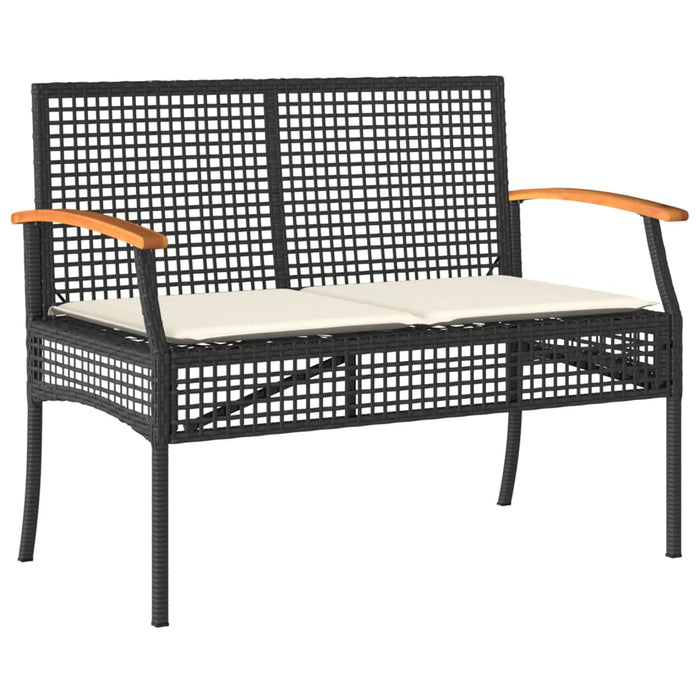 Set mobilier de grădină cu perne, 3 piese, negru, poliratan - WALTI WALTI