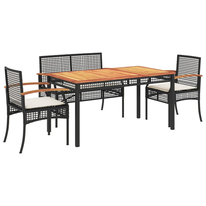 Set mobilier de grădină cu perne, 4 piese, negru, poliratan - WALTI WALTI