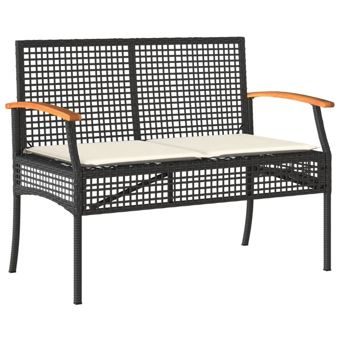 Set mobilier de grădină cu perne, 4 piese, negru, poliratan - WALTI WALTI