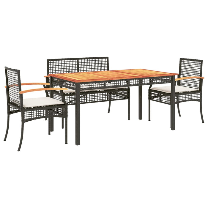Set mobilier de grădină cu perne, 5 piese, negru, poliratan - WALTI WALTI