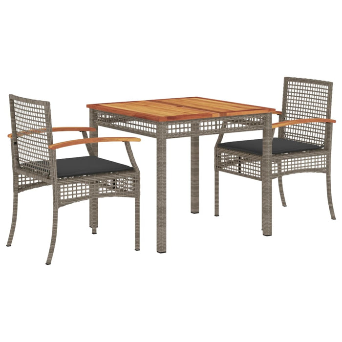 Set mobilier de grădină cu perne, 3 piese, gri, poliratan - WALTI WALTI