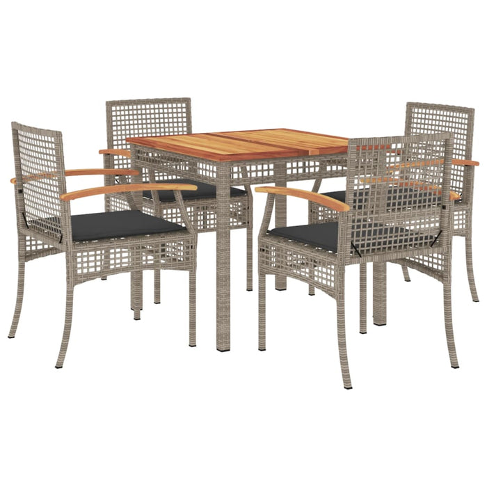 Set mobilier de grădină cu perne, 5 piese, gri, poliratan WALTI