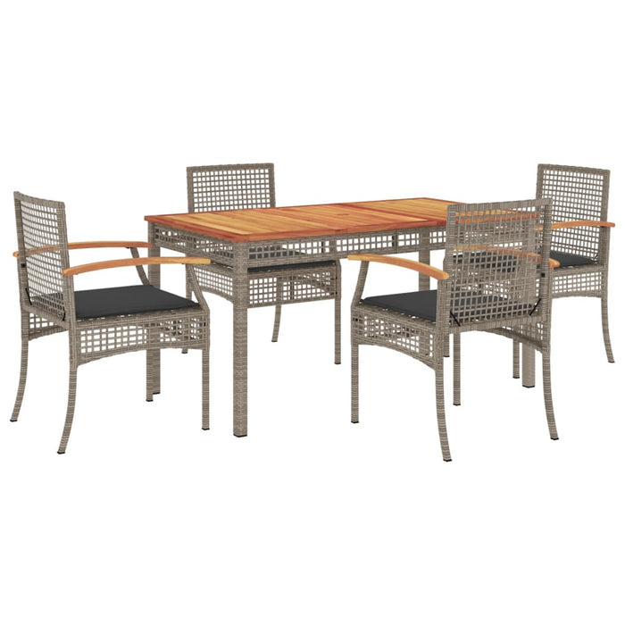Set mobilier de grădină cu perne, 5 piese, gri, poliratan WALTI