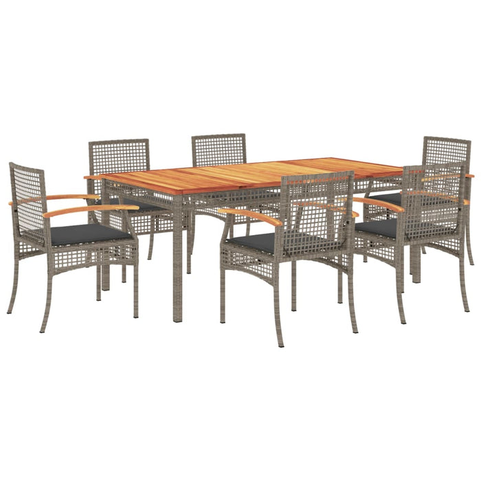 Set mobilier de grădină cu perne, 7 piese, gri, poliratan WALTI