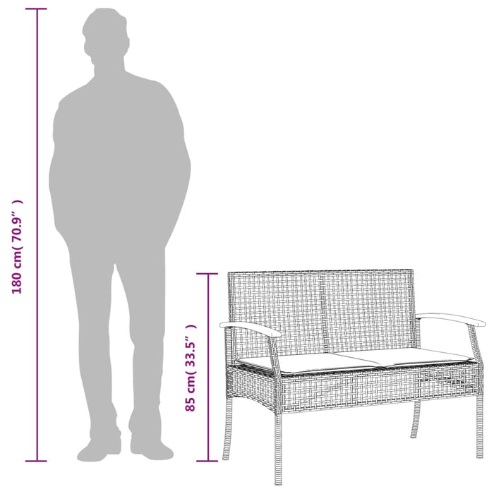 Set mobilier de grădină cu perne, 3 piese, gri, poliratan - WALTI WALTI