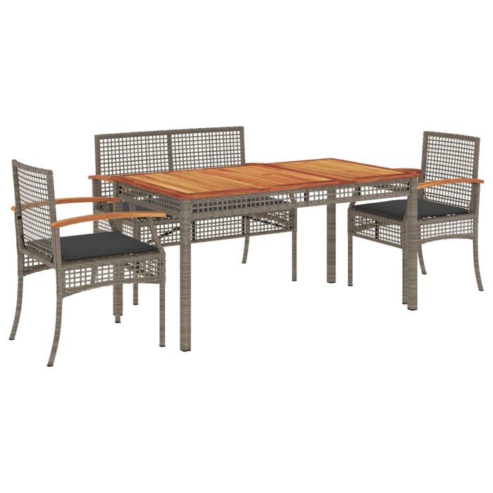 Set mobilier de grădină cu perne, 4 piese, gri, poliratan WALTI