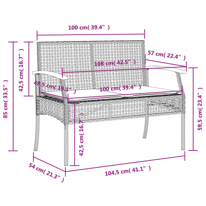 Set mobilier de grădină cu perne, 4 piese, gri, poliratan WALTI