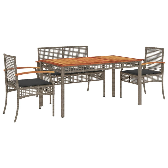 Set mobilier de grădină cu perne, 5 piese, gri, poliratan WALTI