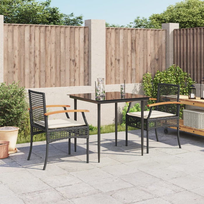 Set mobilier de grădină cu perne, 3 piese, negru, poliratan - WALTI WALTI