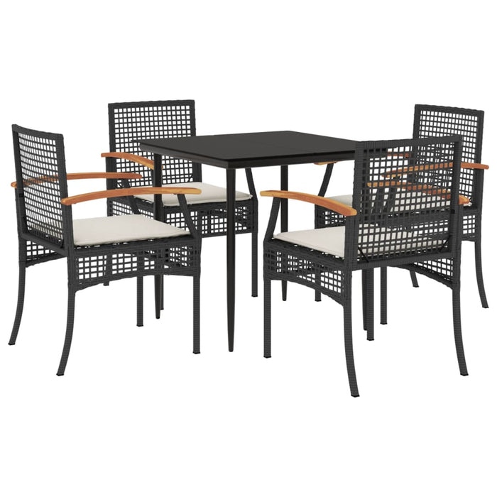 Set mobilier de grădină cu perne, 5 piese, negru, poliratan - WALTI WALTI