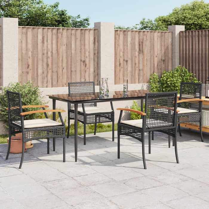 Set mobilier de grădină cu perne, 5 piese, negru, poliratan - WALTI WALTI