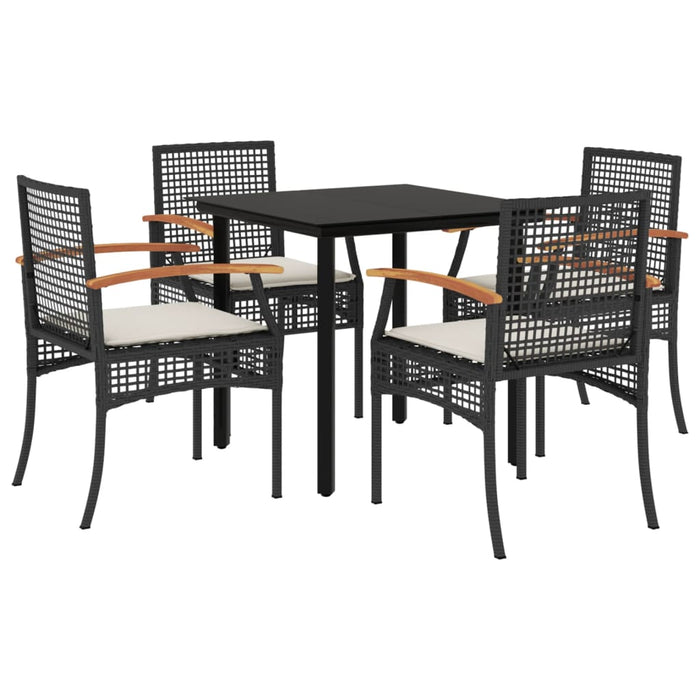 Set mobilier de grădină cu perne, 5 piese, negru, poliratan - WALTI WALTI