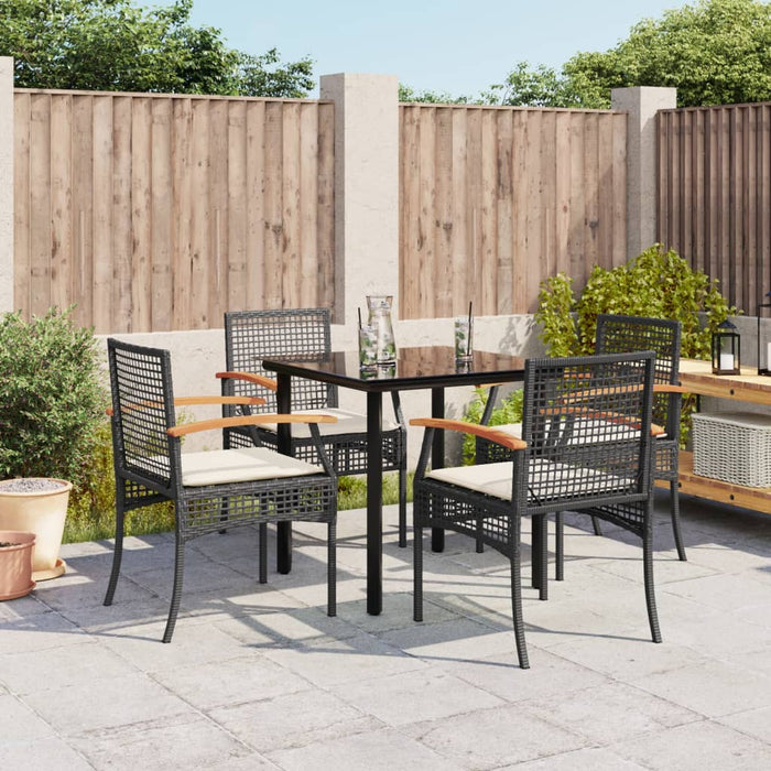Set mobilier de grădină cu perne, 5 piese, negru, poliratan - WALTI WALTI