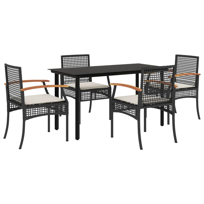 Set mobilier de grădină cu perne, 5 piese, negru, poliratan - WALTI WALTI