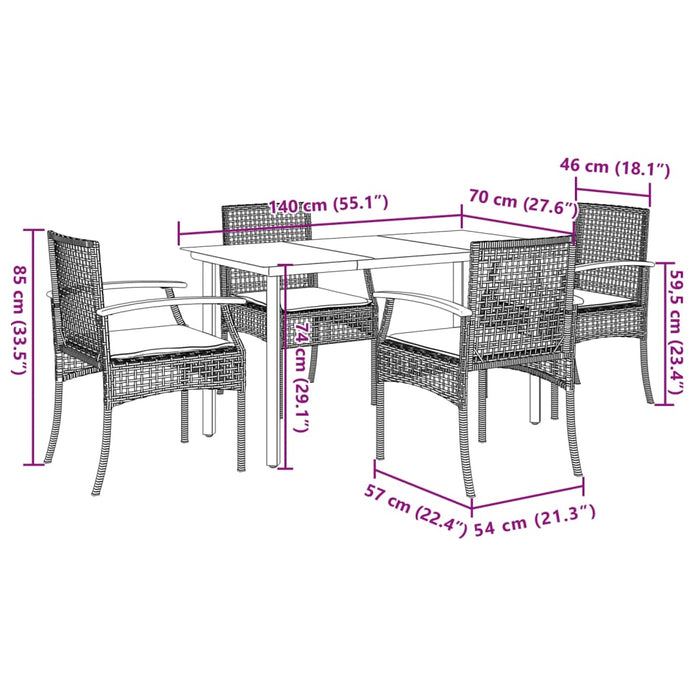 Set mobilier de grădină cu perne, 5 piese, negru, poliratan - WALTI WALTI