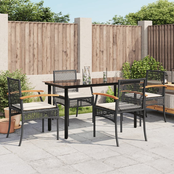 Set mobilier de grădină cu perne, 5 piese, negru, poliratan - WALTI WALTI