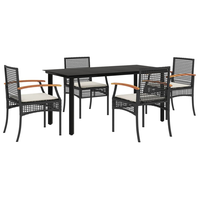 Set mobilier de grădină cu perne, 5 piese, negru, poliratan - WALTI WALTI