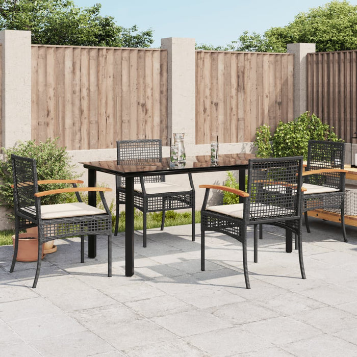 Set mobilier de grădină cu perne, 5 piese, negru, poliratan - WALTI WALTI