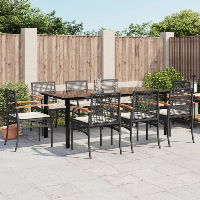 Set mobilier de grădină cu perne, 9 piese, negru, poliratan - WALTI WALTI