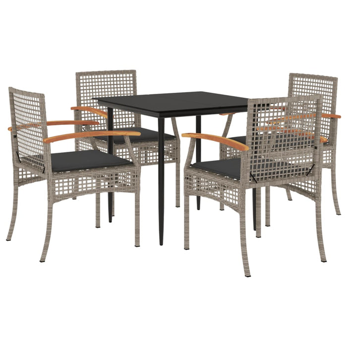 Set mobilier de grădină cu perne, 5 piese, gri, poliratan WALTI