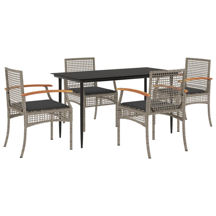 Set mobilier de grădină cu perne, 5 piese, gri, poliratan - WALTI WALTI