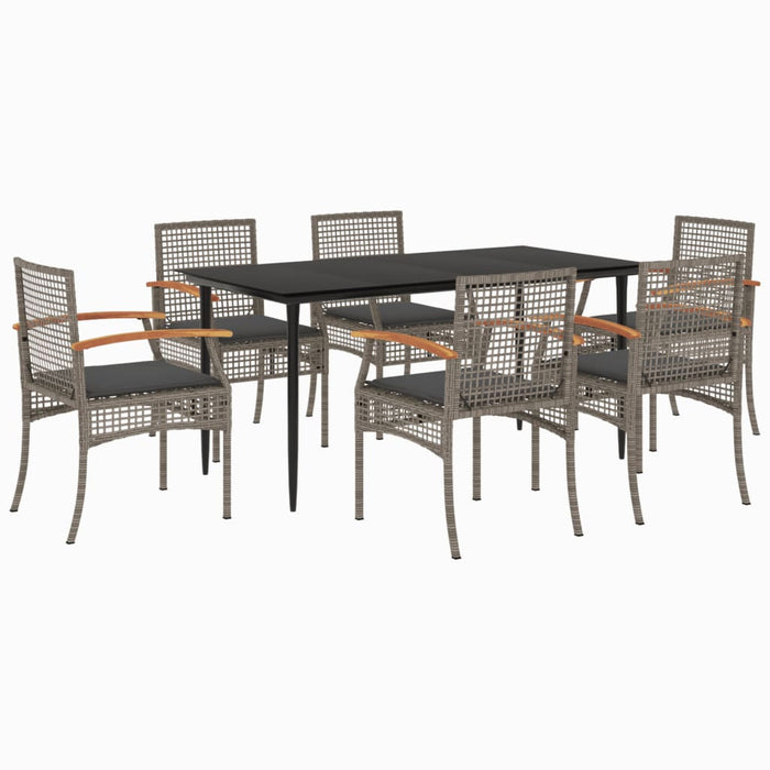 Set mobilier de grădină cu perne, 7 piese, gri, poliratan - WALTI WALTI