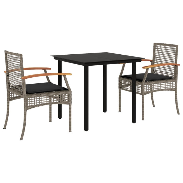 Set mobilier de grădină cu perne, 3 piese, gri, poliratan - WALTI WALTI