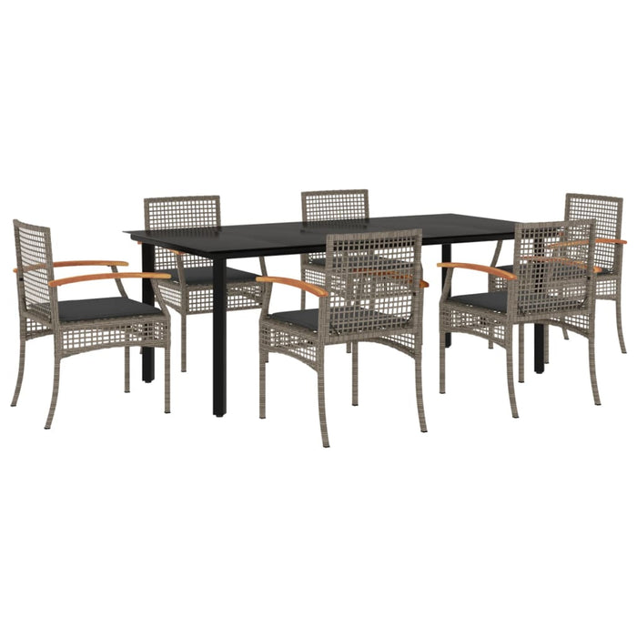 Set mobilier de grădină cu perne, 7 piese, gri, poliratan - WALTI WALTI