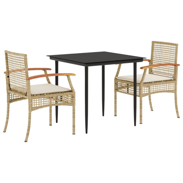 Set mobilier de grădină cu perne, 3 piese, bej, poliratan - WALTI WALTI