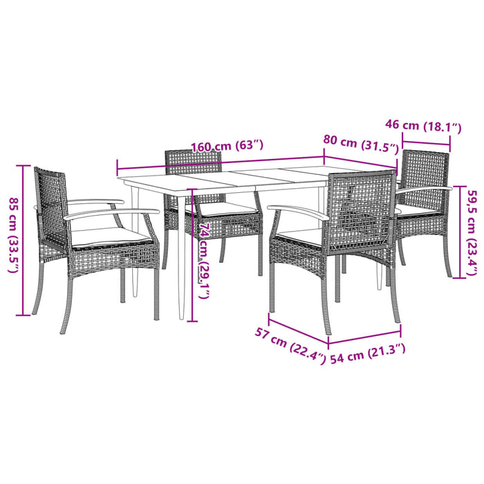 Set mobilier de grădină cu perne, 5 piese, bej, poliratan - WALTI WALTI