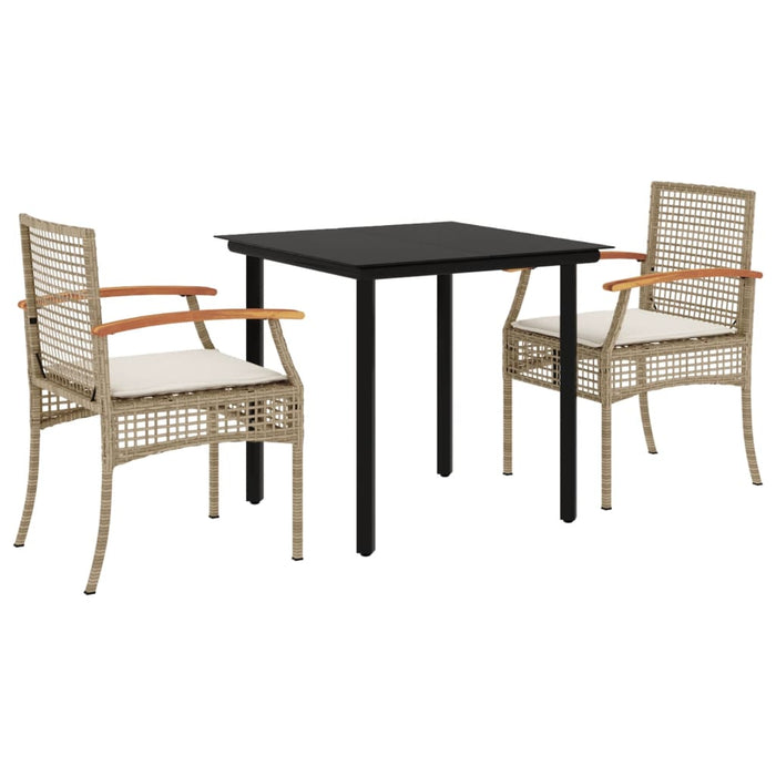 Set mobilier de grădină cu perne, 3 piese, bej, poliratan - WALTI WALTI