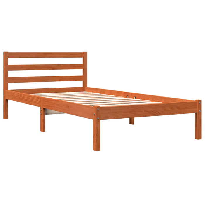 Cadru pat fără saltea, maro ceruit, 75x190 cm, lemn masiv pin WALTI