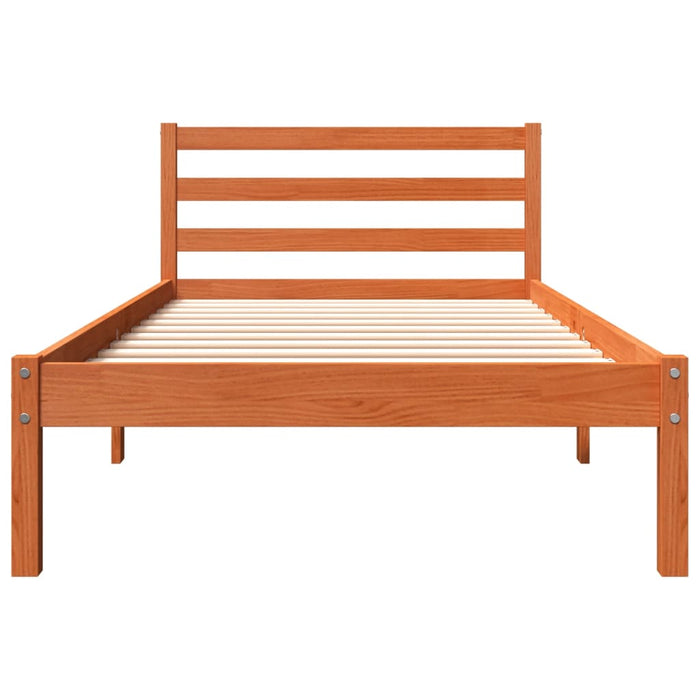Cadru pat fără saltea, maro ceruit, 75x190 cm, lemn masiv pin WALTI