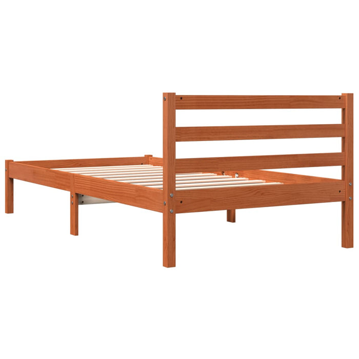 Cadru pat fără saltea, maro ceruit, 75x190 cm, lemn masiv pin WALTI