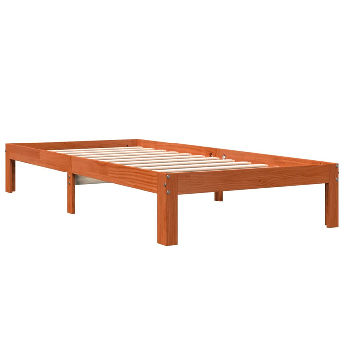 Cadru pat fără saltea, maro ceruit, 75x190 cm, lemn masiv pin WALTI