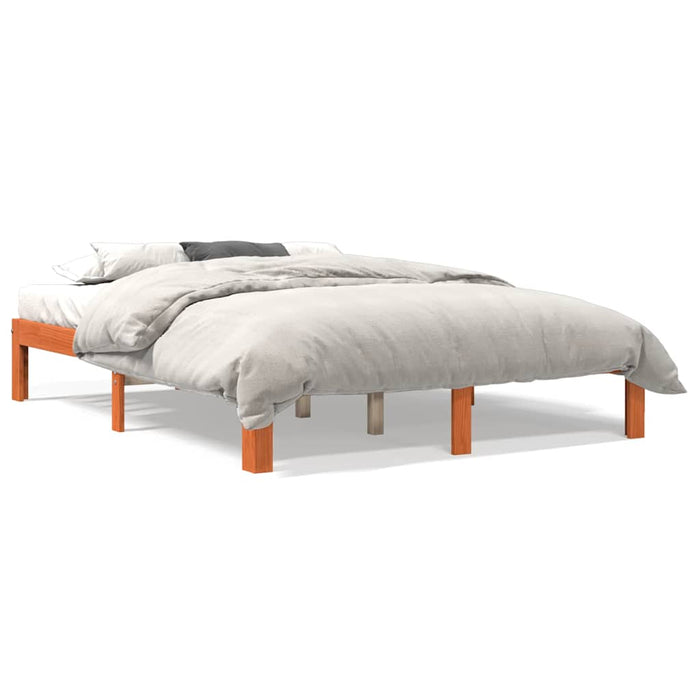 Cadru pat fără saltea, maro ceruit, 140x190 cm, lemn masiv pin WALTI