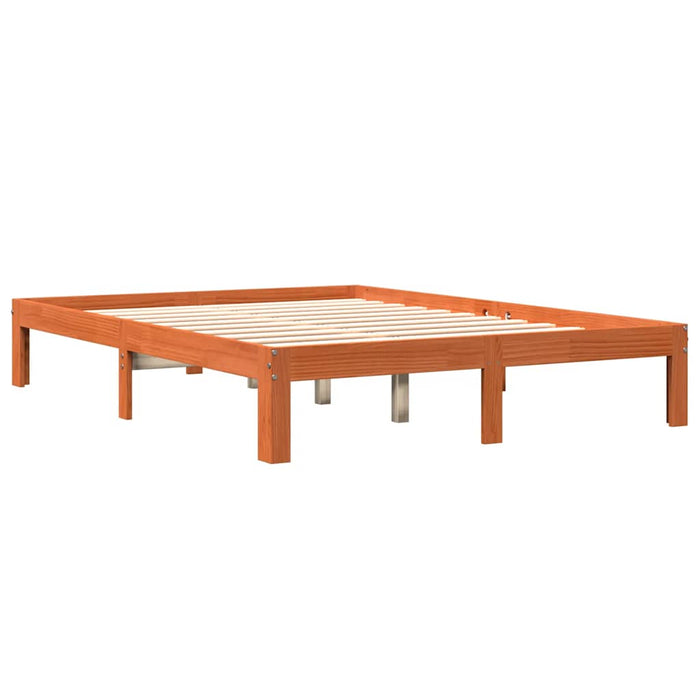 Cadru pat fără saltea, maro ceruit, 140x190 cm, lemn masiv pin WALTI