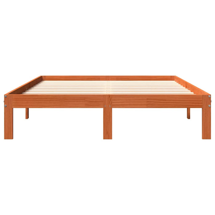 Cadru pat fără saltea, maro ceruit, 140x190 cm, lemn masiv pin WALTI