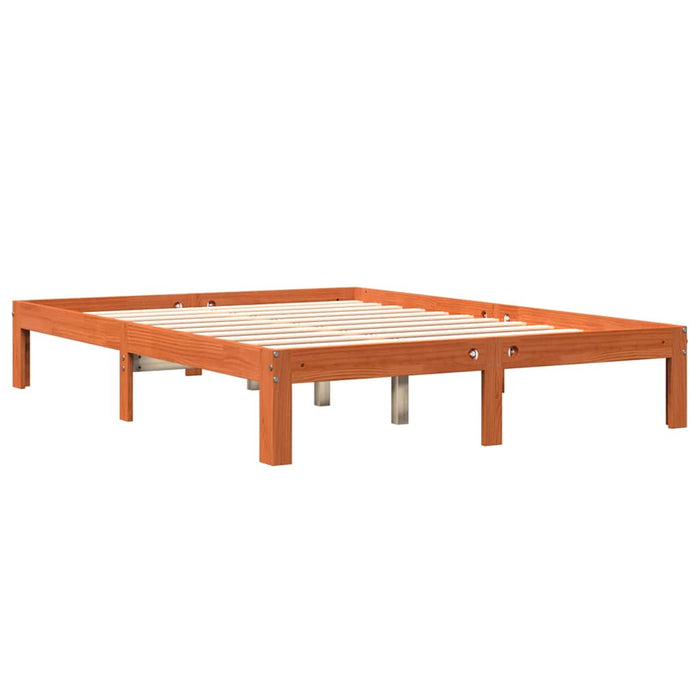 Cadru pat fără saltea, maro ceruit, 140x190 cm, lemn masiv pin WALTI