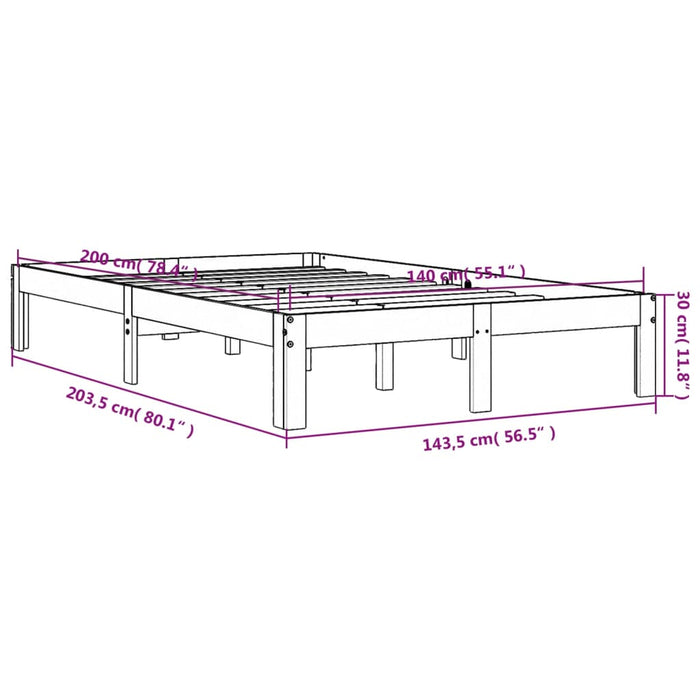 Cadru de pat fără saltea, maro ceruit 140x200 cm lemn masiv pin - WALTI WALTI