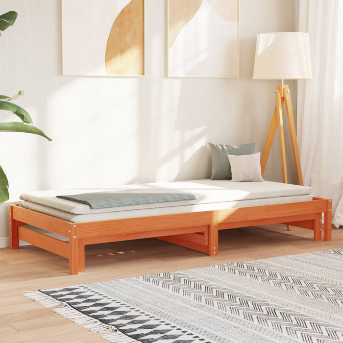 Pat de zi cu extensie, maro ceruit, 90x200cm, lemn masiv de pin - WALTI WALTI