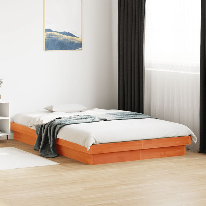 Cadru pat cu LED, maro ceruit, 140x200 cm, lemn masiv de pin - WALTI WALTI
