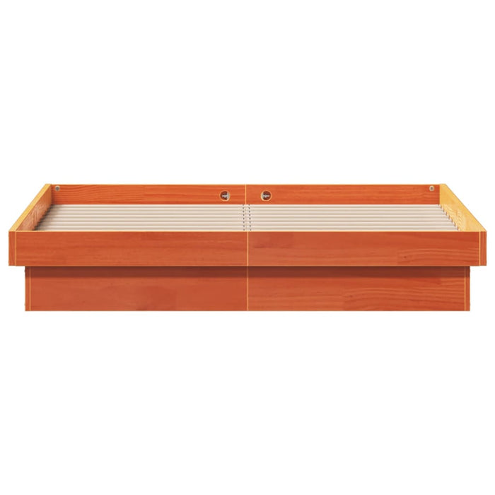Cadru pat cu LED, maro ceruit, 140x200 cm, lemn masiv de pin - WALTI WALTI