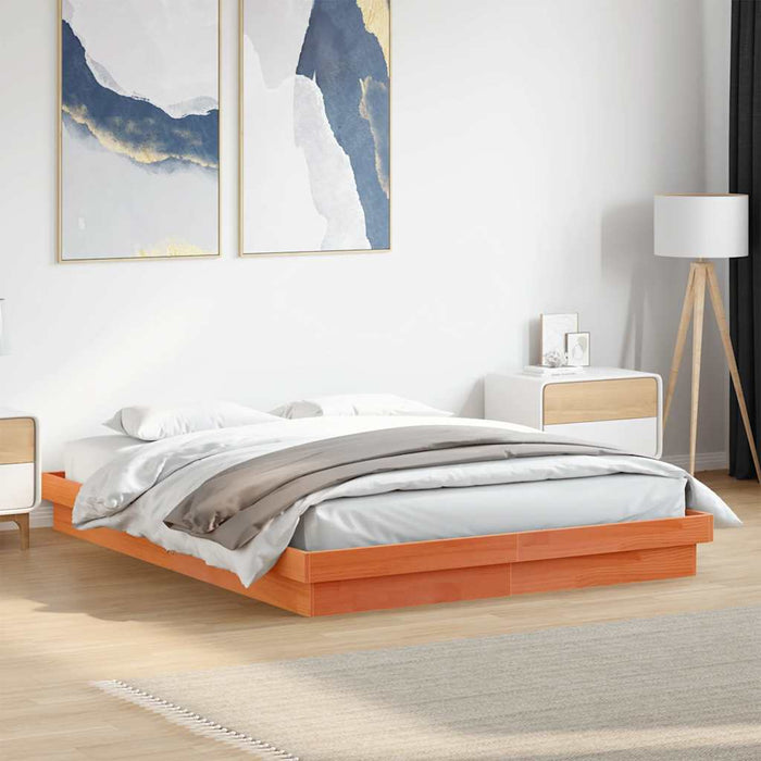 Cadru de pat cu LED, maro ceruit, 150x200 cm, lemn masiv de pin - WALTI WALTI