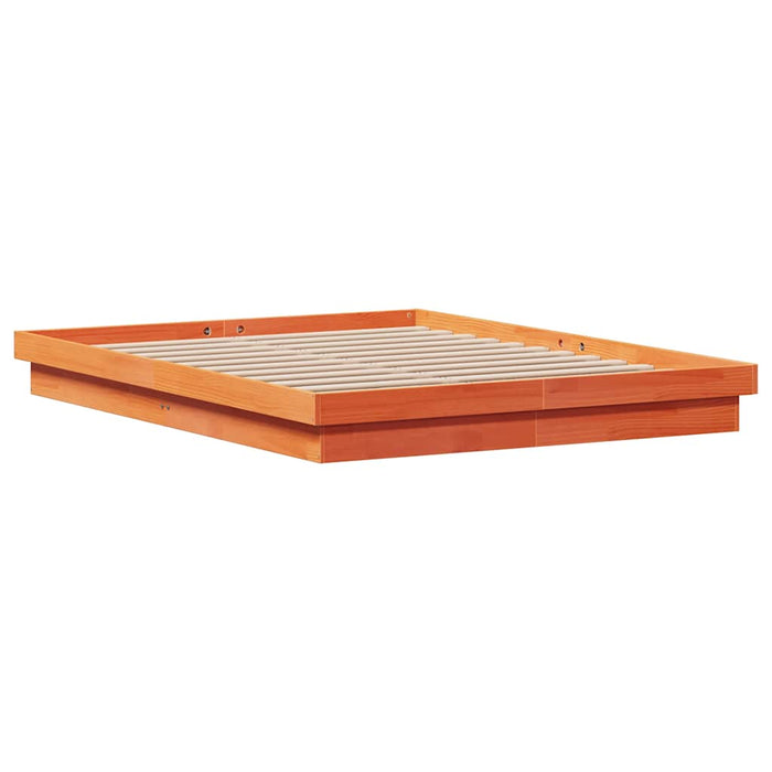 Cadru de pat cu LED, maro ceruit, 150x200 cm, lemn masiv de pin - WALTI WALTI