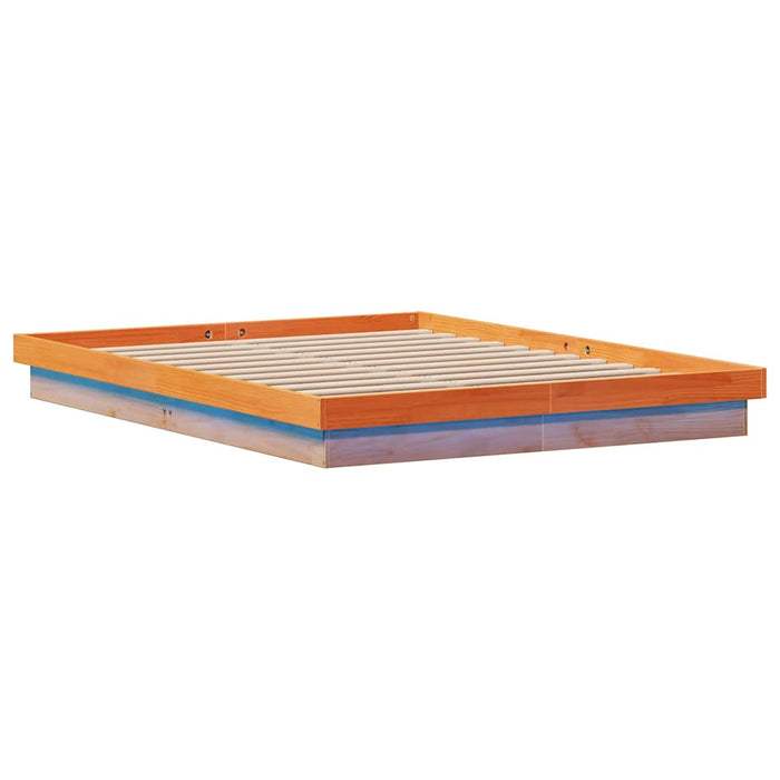Cadru de pat cu LED, maro ceruit, 150x200 cm, lemn masiv de pin - WALTI WALTI