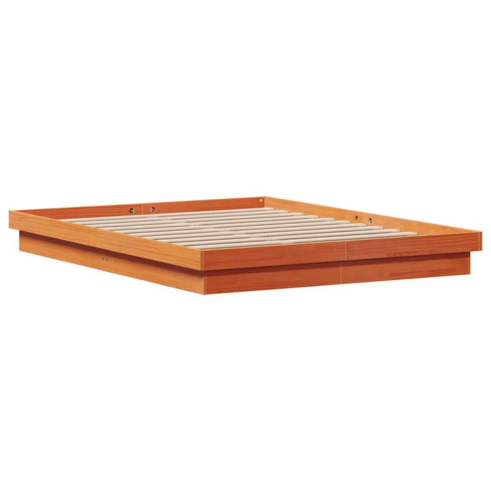 Cadru de pat cu LED, maro ceruit, 150x200 cm, lemn masiv de pin - WALTI WALTI