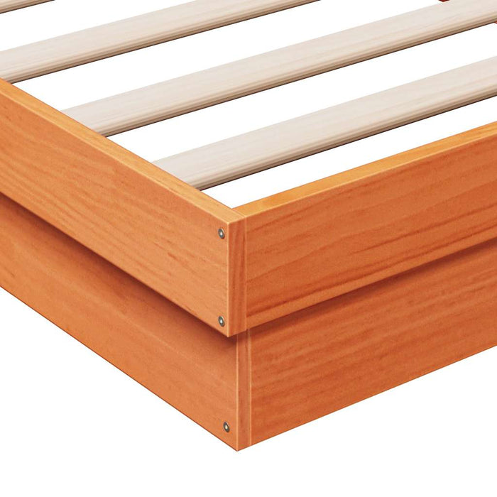 Cadru de pat cu LED, maro ceruit, 150x200 cm, lemn masiv de pin - WALTI WALTI