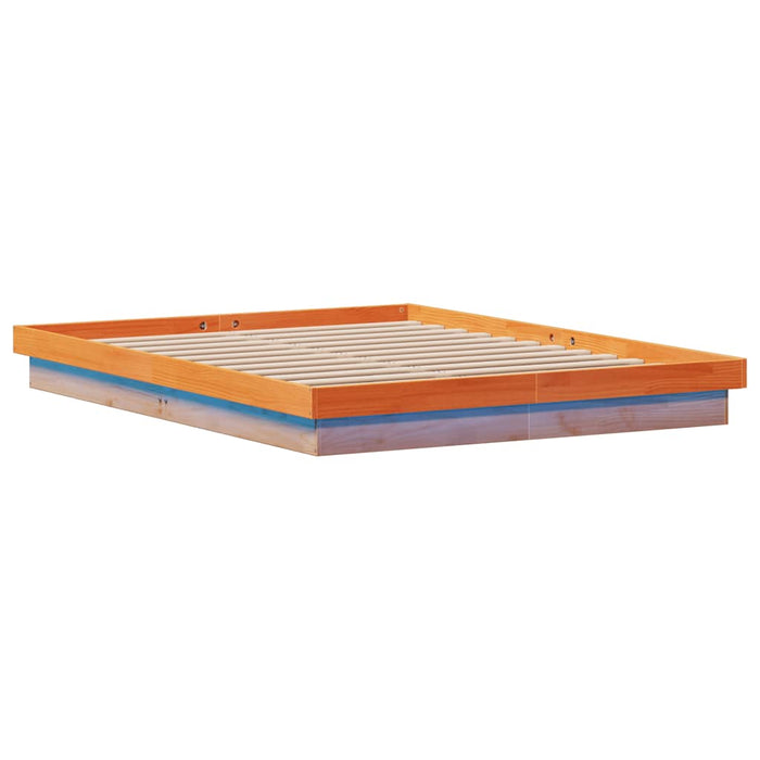 Cadru de pat cu LED, maro ceruit, 160x200 cm, lemn masiv de pin - WALTI WALTI